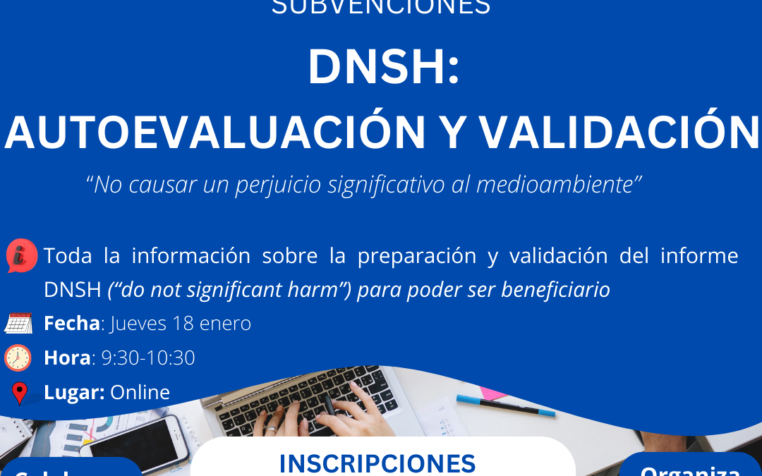 Webinar (subvenciones): DNSH, autoevaluación y validación