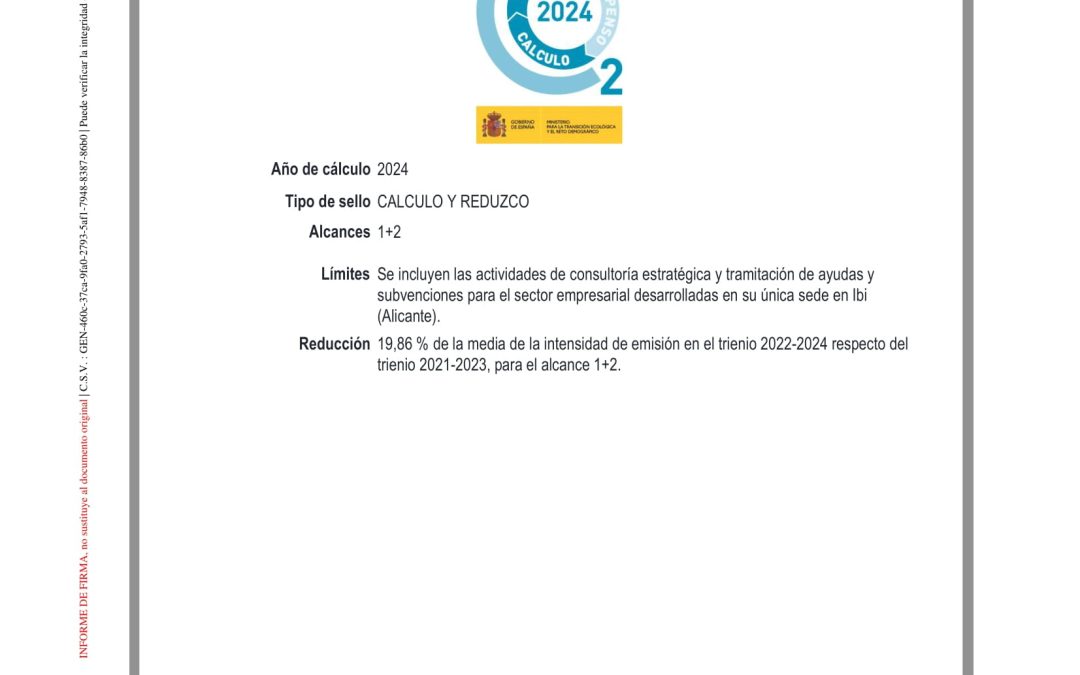 EFICAZE renueva el sello oficial “Cálculo + Reduzco” 2024